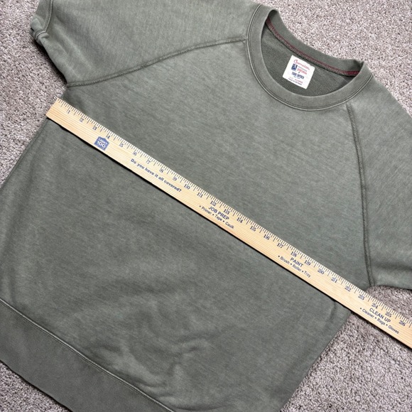 Champion Todd Snyder Mens XL Short Sleeve Sweatshirt Olive Green Raglan Cotton - Picture 4 of 7